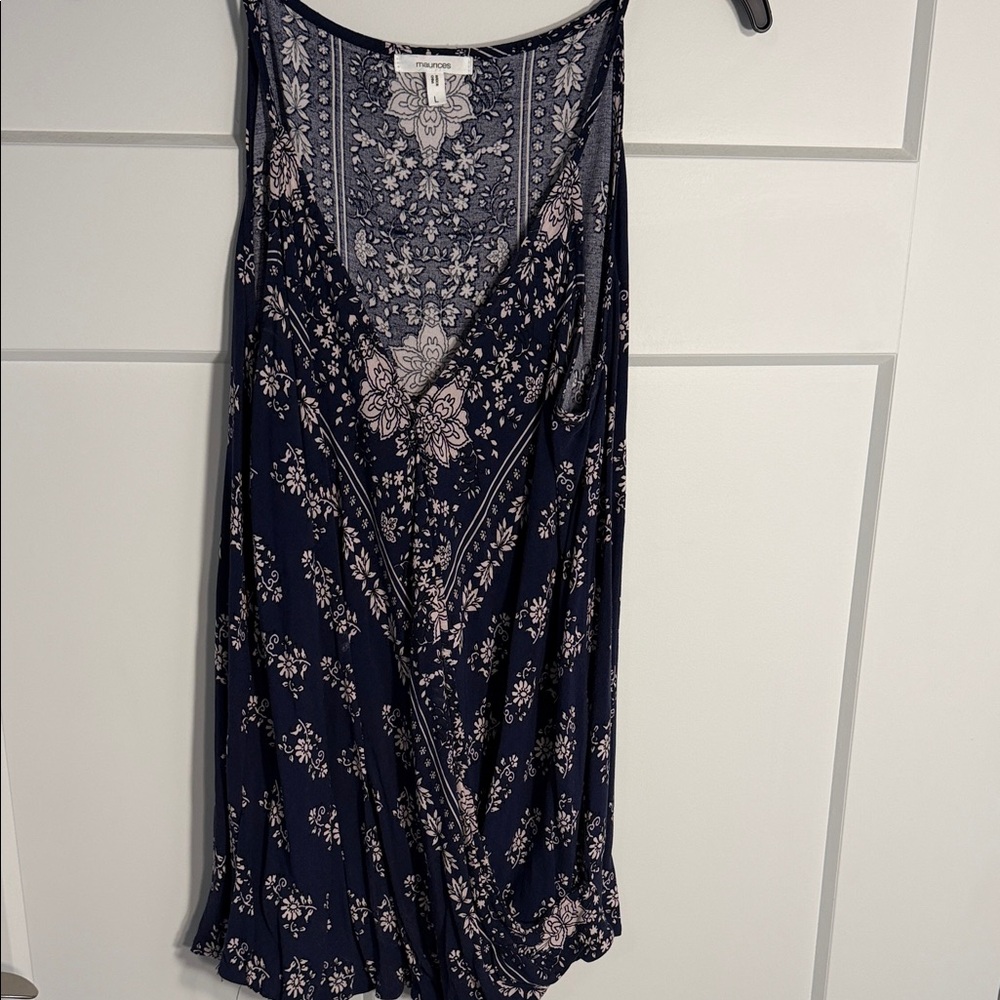 Maurices Navy and Light Pink Floral Sleeveless Maxi Dress